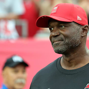 Aug 23, 2025; Tampa, Florida, USA; Tampa Bay Buccaneers head coach Todd Bowles prior to the game against the Buffalo Bills at Raymond James Stadium. Mandatory Credit: Kim Klement Neitzel-Imagn Images
