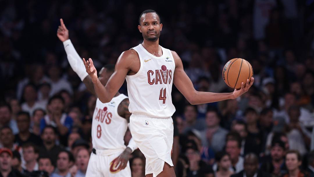 May 21, 2026; New York, New York, USA; Cleveland Cavaliers center Evan Mobley (4) reacts during the second quarter of the eastern conference finals of the 2026 NBA playoffs against the New York Knicks at Madison Square Garden. Mandatory Credit: Vincent Carchietta-Imagn Images May 21, 2026; New York, New York, USA; Cleveland Cavaliers center Evan Mobley (4) reacts during the second quarter of the eastern conference finals of the 2026 NBA playoffs against the New York Knicks at Madison Square Garden. Mandatory Credit: Vincent Carchietta-Imagn Images