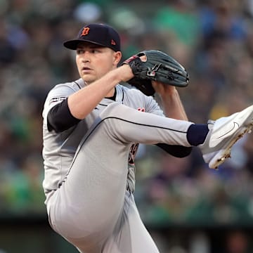 Detroit Tigers starting pitcher Tarik Skubal (29) throws a pitch against the Oakland Athletics during the first inning at Oakland-Alameda County Coliseum on Sept 6.