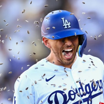 Jul 21, 2024; Los Angeles, California, USA; Los Angeles Dodgers catcher Austin Barnes (15) celebrates after hitting a home run against the Boston Red Sox during the fifth inning at Dodger Stadium. Mandatory Credit: Jonathan Hui-USA TODAY Sports