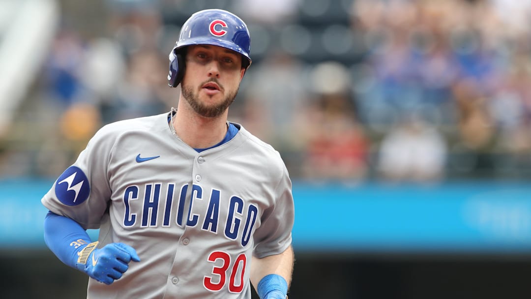 May 1, 2025; Pittsburgh, Pennsylvania, USA;  Chicago Cubs right fielder Kyle Tucker (30) circles the bases on a solo home run against the Pittsburgh Pirates during the fifth inning at PNC Park. Mandatory Credit: Charles LeClaire-Imagn Images