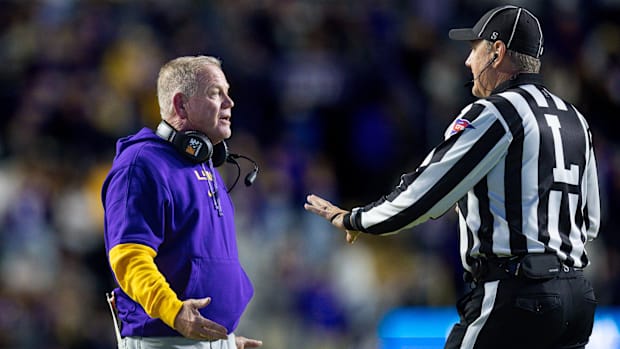 LSU head coach Brian Kelly during a game against Vanderbil