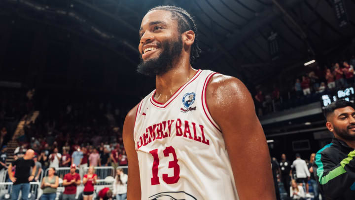 Juwan Morgan was all smiles after Assembly Ball's 89-79 win over The Cru on Friday night at Hinkle Fieldhouse in The Basketball Tournament.