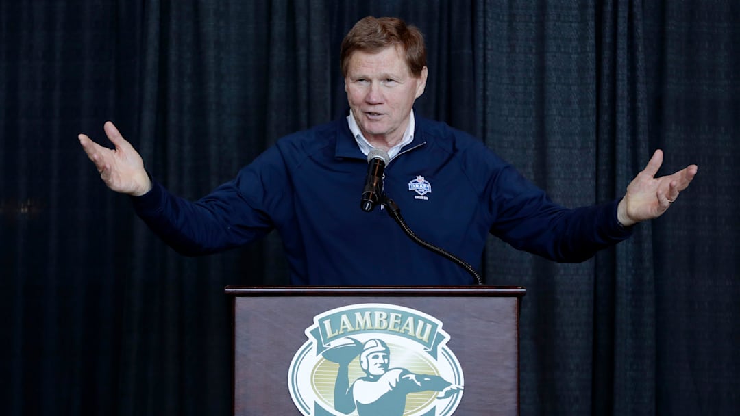 Green Bay Packers president and CEO Mark Murphy speaks during the Green Bay Packers FAN Hall of Fame ceremony on Feb. 17, 2025, at Lambeau Field in Green Bay, Wis.