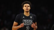 Dec 13, 2023; Phoenix, Arizona, USA; Brooklyn Nets forward Cameron Johnson (2) against the Phoenix Suns at Footprint Center. Mandatory Credit: Mark J. Rebilas-USA TODAY Sports