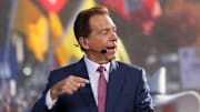 ESPN College GameDay analyst Nick Saban speaks during the live broadcast on the Texas Tech University campus on Nov. 8, 2025 in Lubbock, Texas.