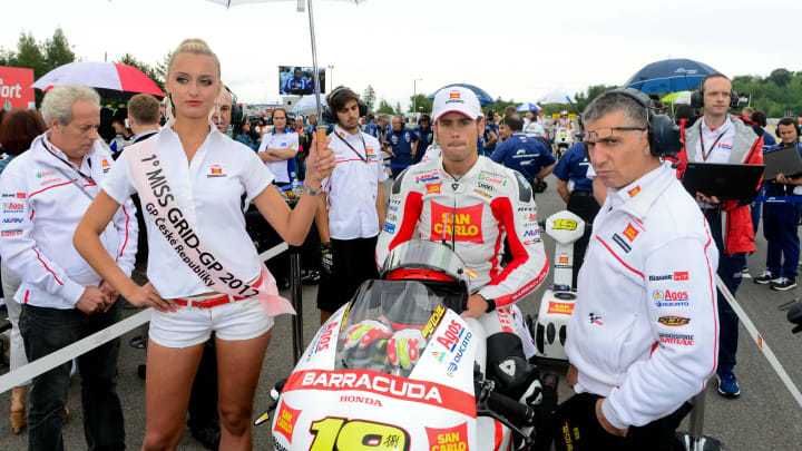 August 26, 2012; Brno, CZECH REPUBLIC; MotoGP rider Alvaro Bautista (ESP) looks on prior to the Czech Republic Grand Prix at Automotodrom Brno. Mandatory Credit: Matt Kartozian-USA TODAY Sports