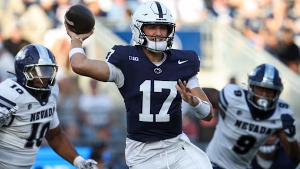 Penn State Nittany Lions quarterback Ethan Grunkemeyer throws a pass during the fourth quarter vs. the Nevada Wolf Pack.