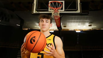 Iowa guard Trey Buchanan (5) pictured during the men’s basketball media day Monday, Oct. 7, 2024 at Carver-Hawkeye Arena in Iowa City, Iowa.