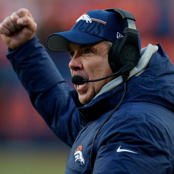 Oct 29, 2023; Denver, Colorado, USA; Denver Broncos head coach Sean Payton gestures in the fourth quarter against the Kansas City Chiefs at Empower Field at Mile High. Mandatory Credit: Isaiah J. Downing-USA TODAY Sports