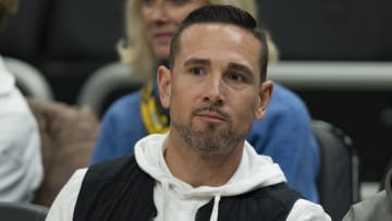 Mar 6, 2024; Milwaukee, Wisconsin, USA;  Green Bay Packers head coach Matt LaFleur looks on during warmups prior to the game between the Connecticut Huskies and Marquette Golden Eagles at Fiserv Forum. Mandatory Credit: Jeff Hanisch-USA TODAY Sports