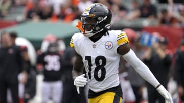 Sep 11, 2022; Cincinnati, Ohio, USA; Pittsburgh Steelers wide receiver Diontae Johnson (18) walks