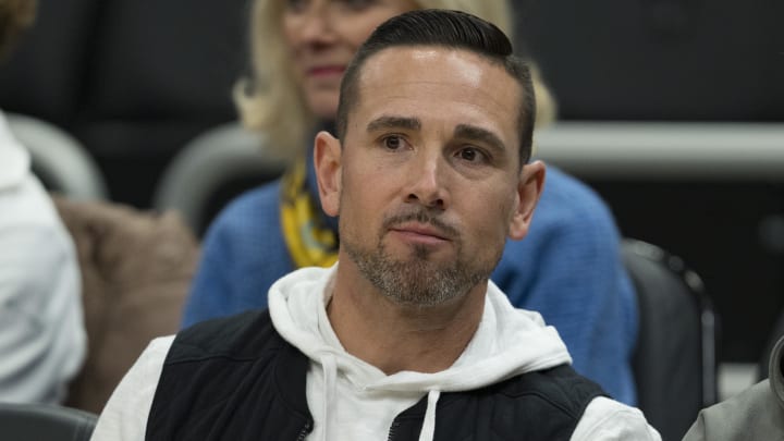 Mar 6, 2024; Milwaukee, Wisconsin, USA;  Green Bay Packers head coach Matt LaFleur looks on during warmups prior to the game between the Connecticut Huskies and Marquette Golden Eagles at Fiserv Forum. Mandatory Credit: Jeff Hanisch-USA TODAY Sports