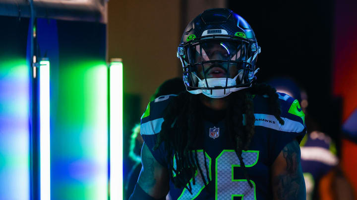 Dec 11, 2022; Seattle, Washington, USA; Seattle Seahawks safety Ryan Neal (26) exits the locker room for pregame warmups against the Carolina Panthers at Lumen Field. Mandatory Credit: Joe Nicholson-USA TODAY Sports