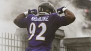 Dec 10, 2023; Baltimore, Maryland, USA;  Baltimore Ravens defensive tackle Justin Madubuike (92) enters the field before the game against the Los Angeles Rams during the  at M&T Bank Stadium. Mandatory Credit: Tommy Gilligan-USA TODAY Sports