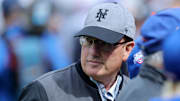 Apr 4, 2025; New York City, New York, USA; New York Mets owner Steve Cohen on the field before the Mets home opener against the Toronto Blue Jays at Citi Field. Mandatory Credit: Brad Penner-Imagn Images