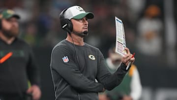Sep 6, 2024; Sao Paulo, BRA; Green Bay Packers head coach Matt LaFleur during the second half against the Philadelphia Eagles at Neo Quimica Arena. Mandatory Credit: Kirby Lee-Imagn Images