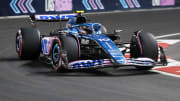 Nov 17, 2023; Las Vegas, Nevada, USA;   BWT Alpine F1 driver Pierre Gasly (10) of France drives during the qualifiers at the Las Vegas Strip Circuit. Mandatory Credit: Lucas Peltier-USA TODAY Sports