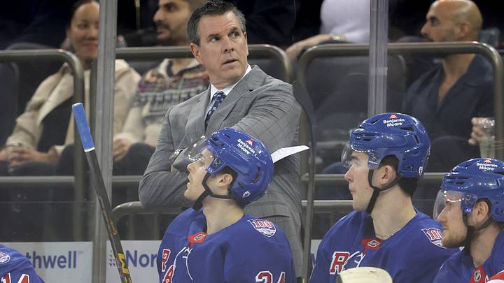 Mar 16, 2026; New York, New York, USA; New York Rangers head coach Mike Sullivan coaches against the Los Angeles Kings during the first period at Madison Square Garden. Mandatory Credit: Brad Penner-Imagn Images Mar 16, 2026; New York, New York, USA; New York Rangers head coach Mike Sullivan coaches against the Los Angeles Kings during the first period at Madison Square Garden. Mandatory Credit: Brad Penner-Imagn Images
