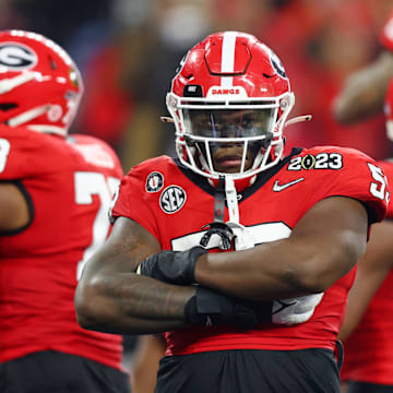 Georgia Bulldogs center Jared Wilson is tagged by NFL.com to be the Drew Dalman replacement for the Atlanta Falcons.