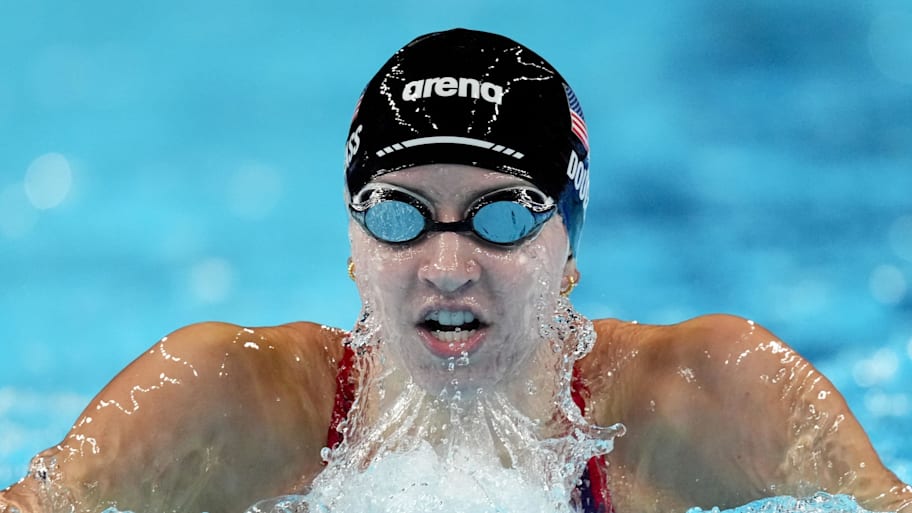 Kate Douglass competes in the women’s 200-meter individual medley final during the 2024 Paris Olympics.
