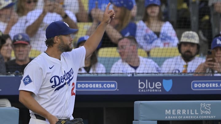  Los Angeles Dodgers pitcher Clayton Kershaw waits to take the field prior to the first inning against the Washington Nationals at Dodger Stadium. 