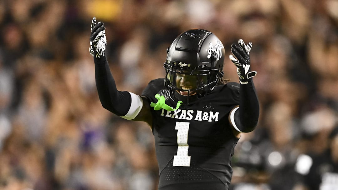 Texas A&M defensive back Bryce Anderson reacts against the LSU Tigers.