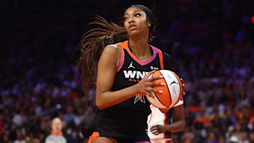 Jul 20, 2024; Phoenix, AZ, USA; Chicago Sky player Angel Reese during the WNBA All Star Game at Footprint Center. Mandatory Credit: Mark J. Rebilas-Imagn Images