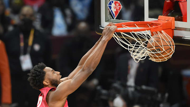 Feb 20, 2022; Cleveland, Ohio, USA; DUPE Team Durant forward Andrew Wiggins (22) 