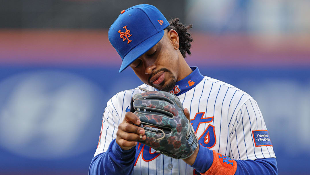 Apr 9, 2026; New York City, New York, USA; New York Mets shortstop Francisco Lindor (12) on the field before the game against the Arizona Diamondbacks at Citi Field. Mandatory Credit: Vincent Carchietta-Imagn Images