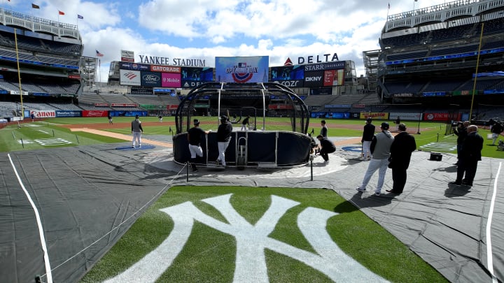 Apr 5, 2024; Bronx, New York, USA; General view of Yankee Stadium as the Yankees take batting