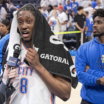 Oklahoma City Thunder star Jalen Williams earned a fine for his shirt choice at the Game 7 postgame press conference after the win over the Denver Nuggets.