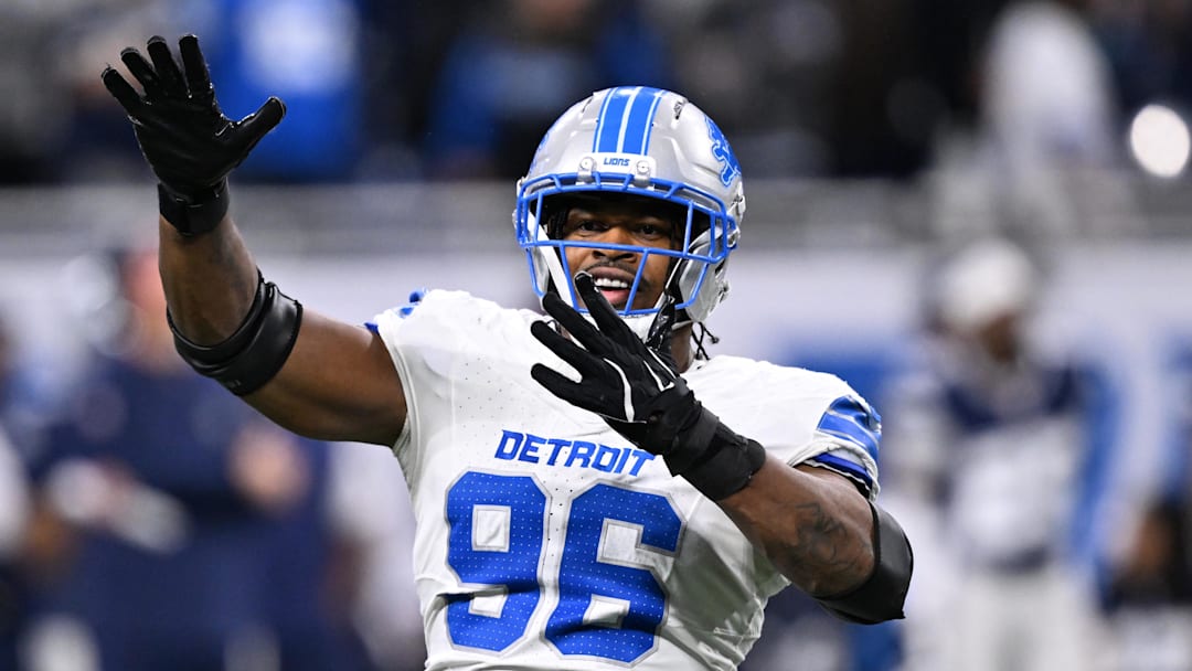Detroit Lions linebacker Al-Quadin Muhammad (96) during the second half against the Dallas Cowboys at Ford Field