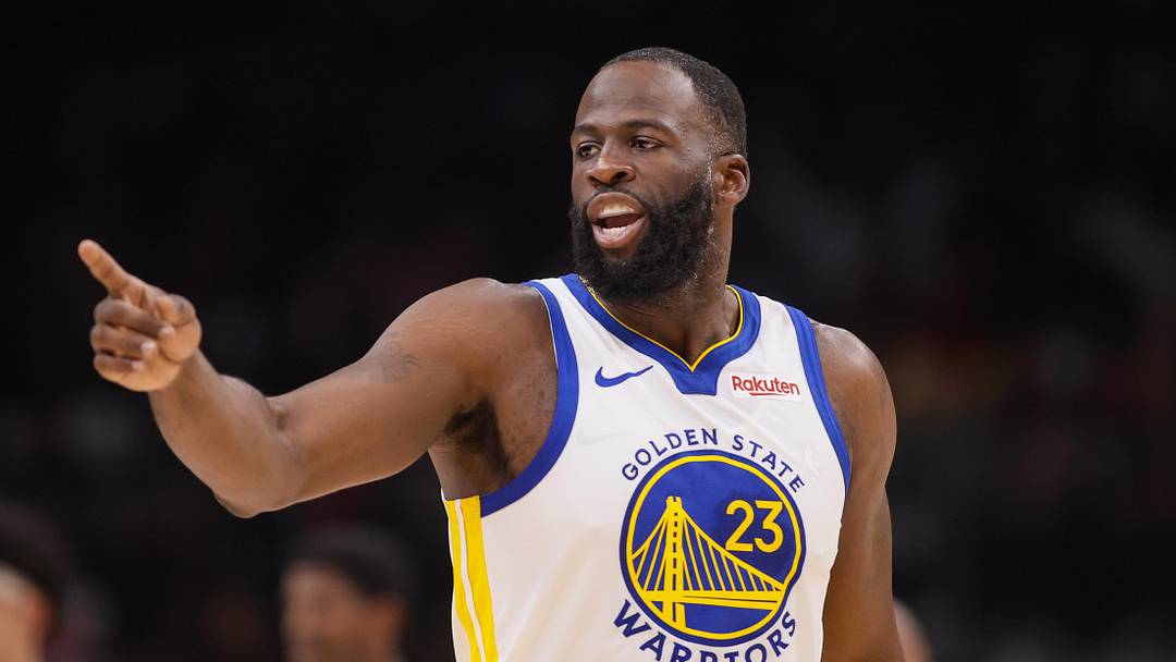 Mar 21, 2026; Atlanta, Georgia, USA; Golden State Warriors forward Draymond Green (23) reacts to a call against the Atlanta Hawks in the second quarter at State Farm Arena. Mandatory Credit: Brett Davis-Imagn Images

