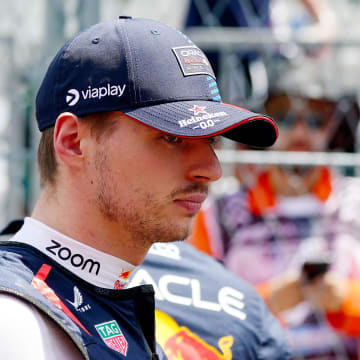 May 4, 2024; Miami Gardens, Florida, USA; Red Bull Racing driver Max Verstappen (1) on the grid before the F1 Sprint Race at Miami International Autodrome. Mandatory Credit: John David Mercer-USA TODAY Sports