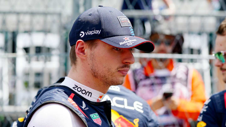 May 4, 2024; Miami Gardens, Florida, USA; Red Bull Racing driver Max Verstappen (1) on the grid before the F1 Sprint Race at Miami International Autodrome. Mandatory Credit: John David Mercer-USA TODAY Sports