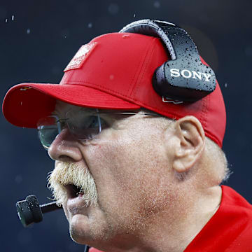 Aug 15, 2025; Seattle, Washington, USA; Kansas City Chiefs head coach Andy Reid stands on the sideline during the fourth quarter against the Seattle Seahawks at Lumen Field. Mandatory Credit: Joe Nicholson-Imagn Images