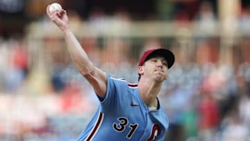 Sep 25, 2025; Philadelphia, Pennsylvania, USA; Philadelphia Phillies pitcher Walker Buehler (31) throws a pitch against the Miami Marlins during the first inning at Citizens Bank Park. Mandatory Credit: Bill Streicher-Imagn Images