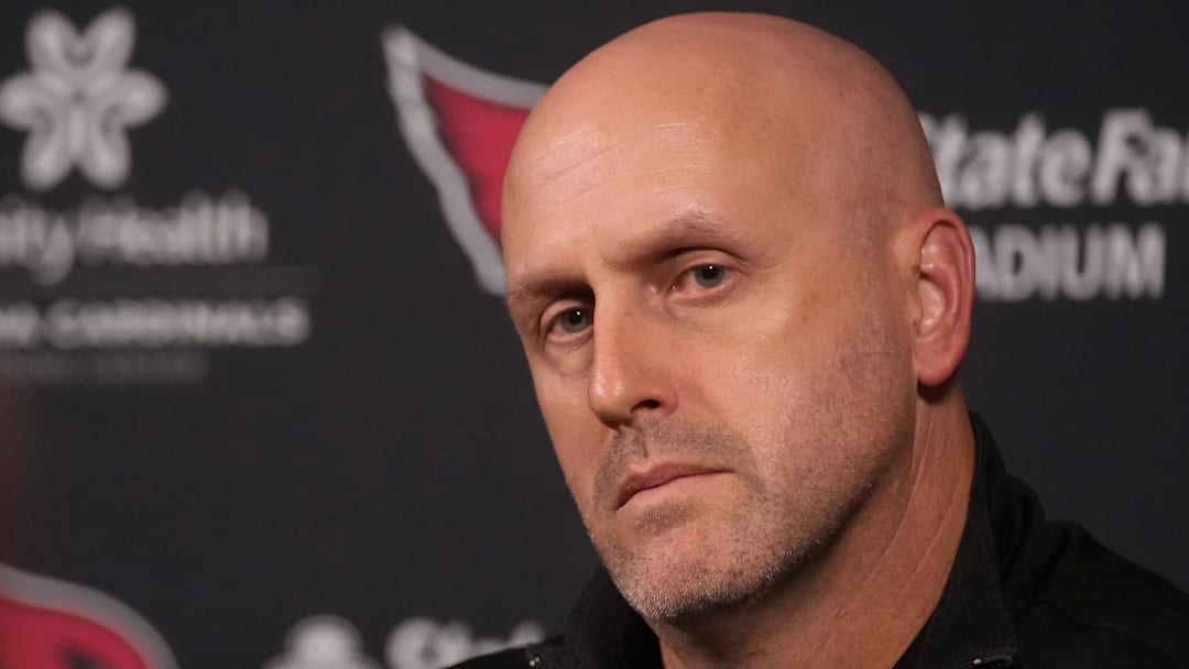 Arizona Cardinals general manager Monti Ossenfort speaks to the press from the Arizona Cardinals training center in Tempe after the decision to fire head coach Jonathan Gannon on Jan. 5, 2026.