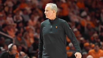 Tennessee head coach Rick Barnes on the court during a men’s college basketball game between Tennessee and Mississippi State at Thompson-Boling Arena at Food City Center, Tuesday, Jan. 21, 2025.
