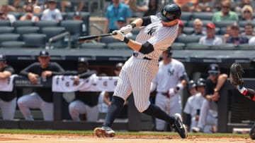 Ben Rice (93) hits a solo home run. Mandatory Credit: Vincent Carchietta-USA TODAY Sports