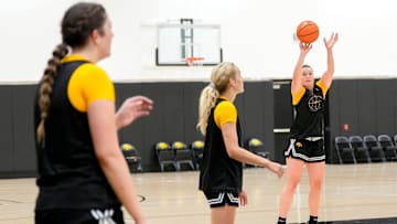 Iowa’s Taylor Stremlow shoots the ball during practice June 26, 2025 at Carver-Hawkeye Arena in Iowa City, Iowa.