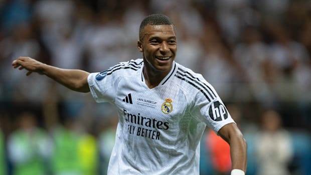 Kylian Mbappe playing for Real Madrid