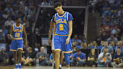 Mar 24, 2017; Memphis, TN, USA; UCLA Bruins guard Lonzo Ball (2) reacts as he walks back up court against the Kentucky Wildcats in the second half during the semifinals of the South Regional of the 2017 NCAA Tournament at FedExForum. Mandatory Credit: Justin Ford-Imagn Images