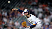 Apr 21, 2025; Houston, Texas, USA; Houston Astros relief pitcher Forrest Whitley (55) delivers a pitch against the Toronto Blue Jays during the ninth inning at Daikin Park. 