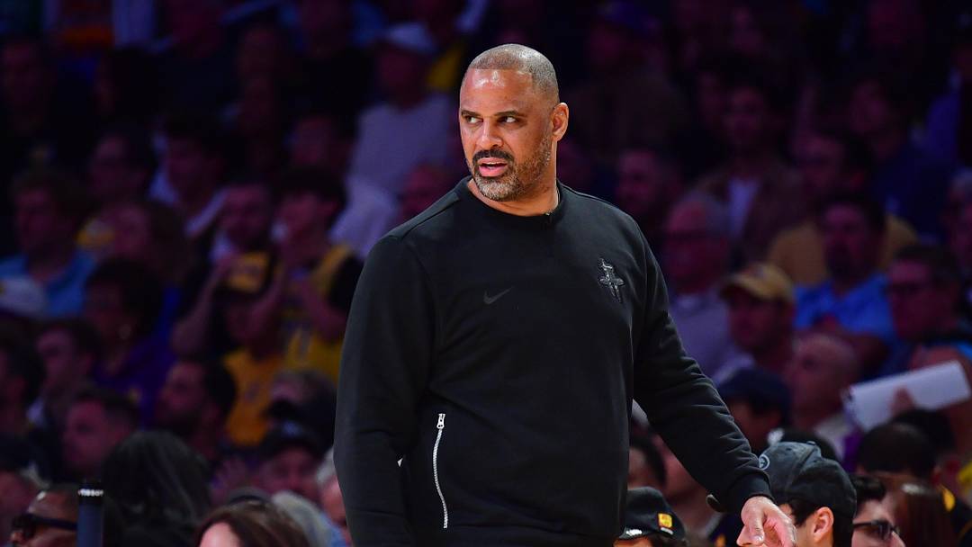 Apr 29, 2026; Los Angeles, California, USA; Houston Rockets head coach Ime Udoka watches game action against the Los Angeles Lakers during the first half in game five of the first round of the 2026 NBA Playoffs at Crypto.com Arena. Mandatory Credit: Gary A. Vasquez-Imagn Images Apr 29, 2026; Los Angeles, California, USA; Houston Rockets head coach Ime Udoka watches game action against the Los Angeles Lakers during the first half in game five of the first round of the 2026 NBA Playoffs at Crypto.com Arena. Mandatory Credit: Gary A. Vasquez-Imagn Images