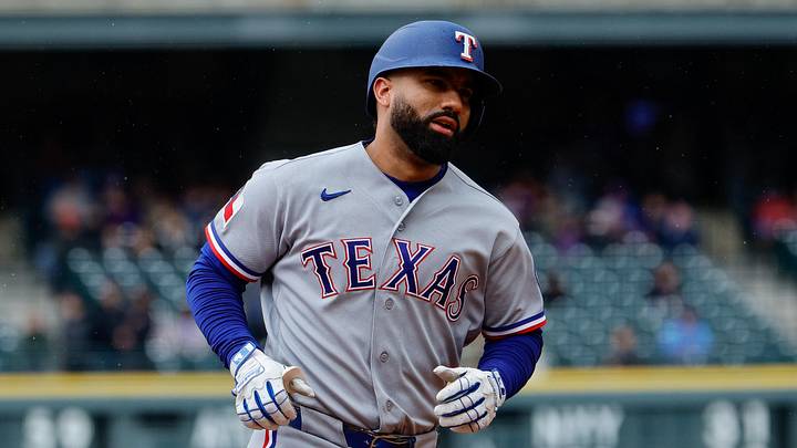 May 20, 2026; Denver, Colorado, USA; Texas Rangers shortstop Ezequiel Duran (20) rounds the bases on a two run home run in the fourth inning against the Colorado Rockies at Coors Field. Mandatory Credit: Isaiah J. Downing-Imagn Images