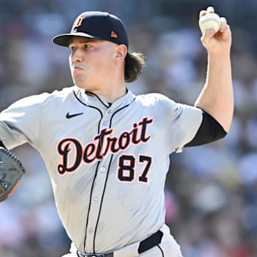 Sep 2, 2024; San Diego, California, USA; Detroit Tigers  pitcher Tyler Holton (87) pitches during the second inning against the San Diego Padres at Petco Park