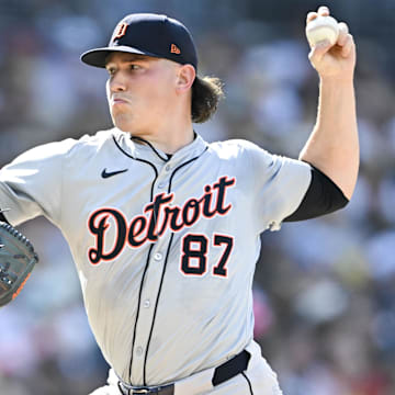 Sep 2, 2024; San Diego, California, USA; Detroit Tigers pitcher Tyler Holton (87) pitches during the second inning against the San Diego Padres at Petco Park.