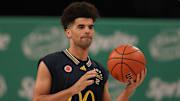 Mar 31, 2025; Brooklyn, New York, USA; McDonald’s All American East guard Cayden Boozer (2) prepares to shoot the ball during the Sprite Jam Fest at Barclay's Center. Mandatory Credit: Pamela Smith-Imagn Images